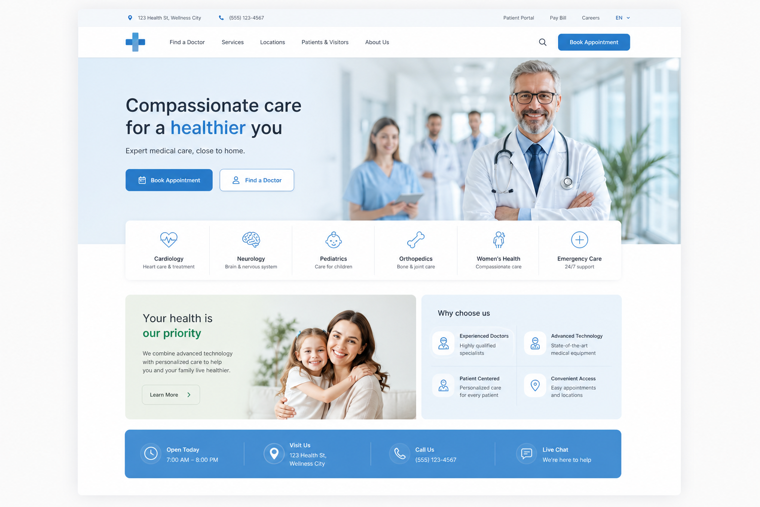 Hospital website design preview